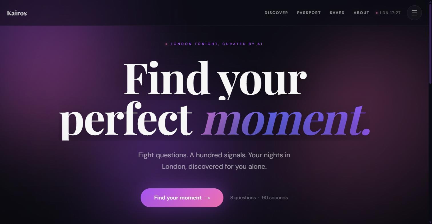 Eight questions, ninety seconds, then a feed of London nights built for one person.