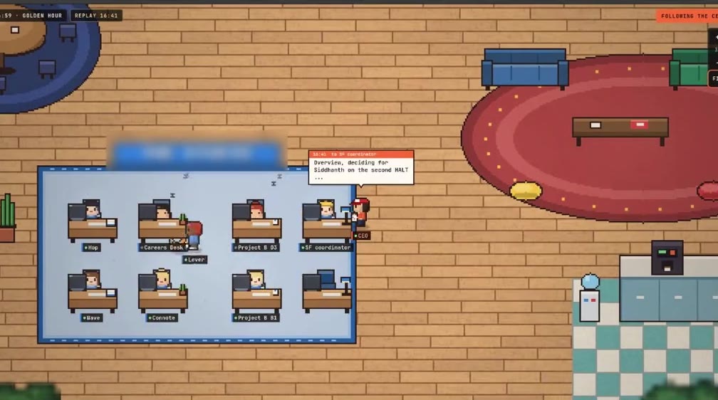 The overview session walks a message to a desk in one project's room.